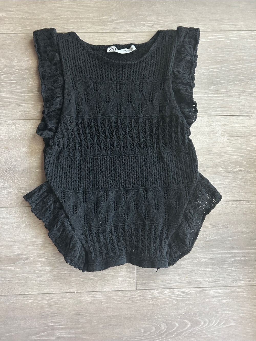 Zara Black Knit Lace-Trim Sleeveless Camisole